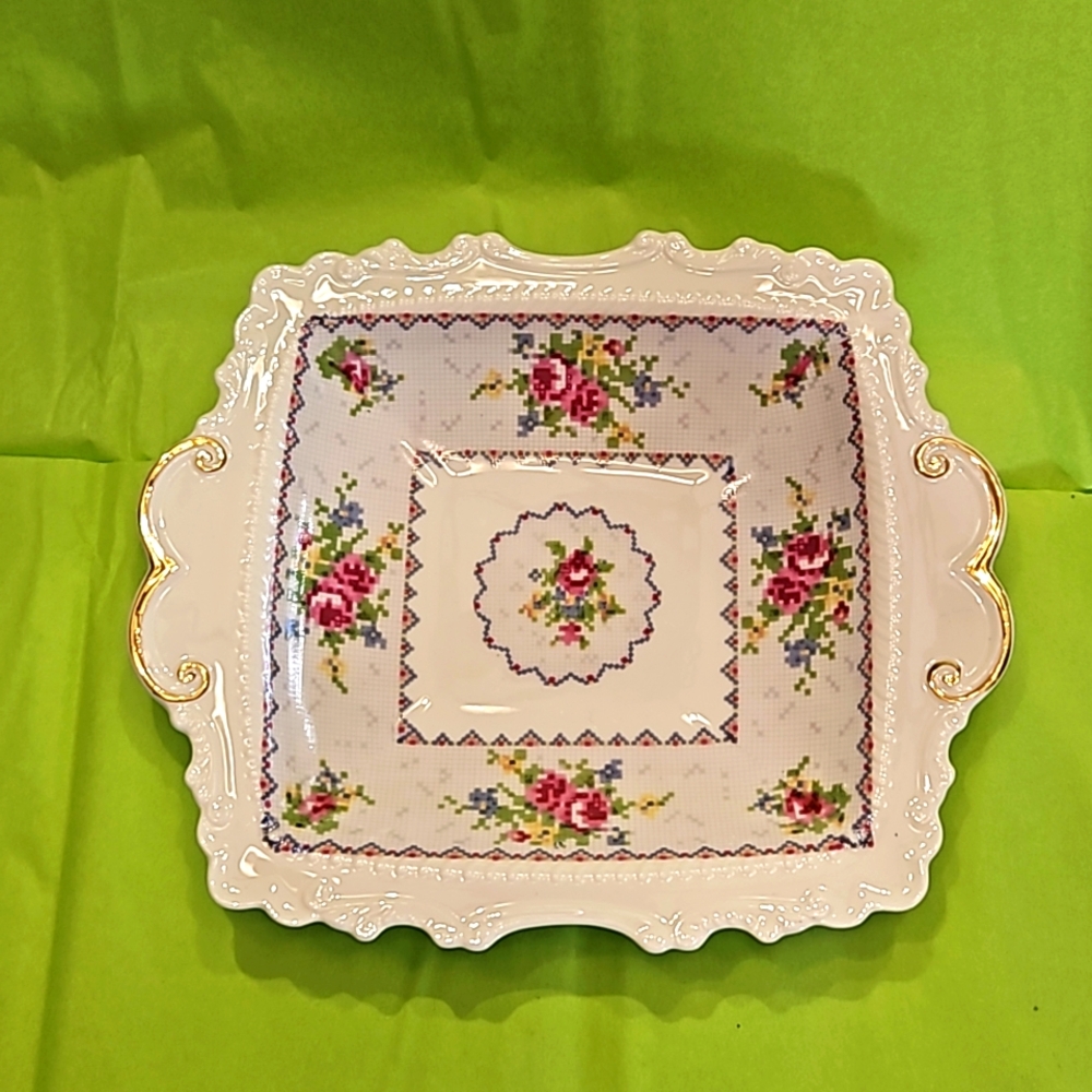 Large "Petit Point" bon bon dish by Royal Albert.